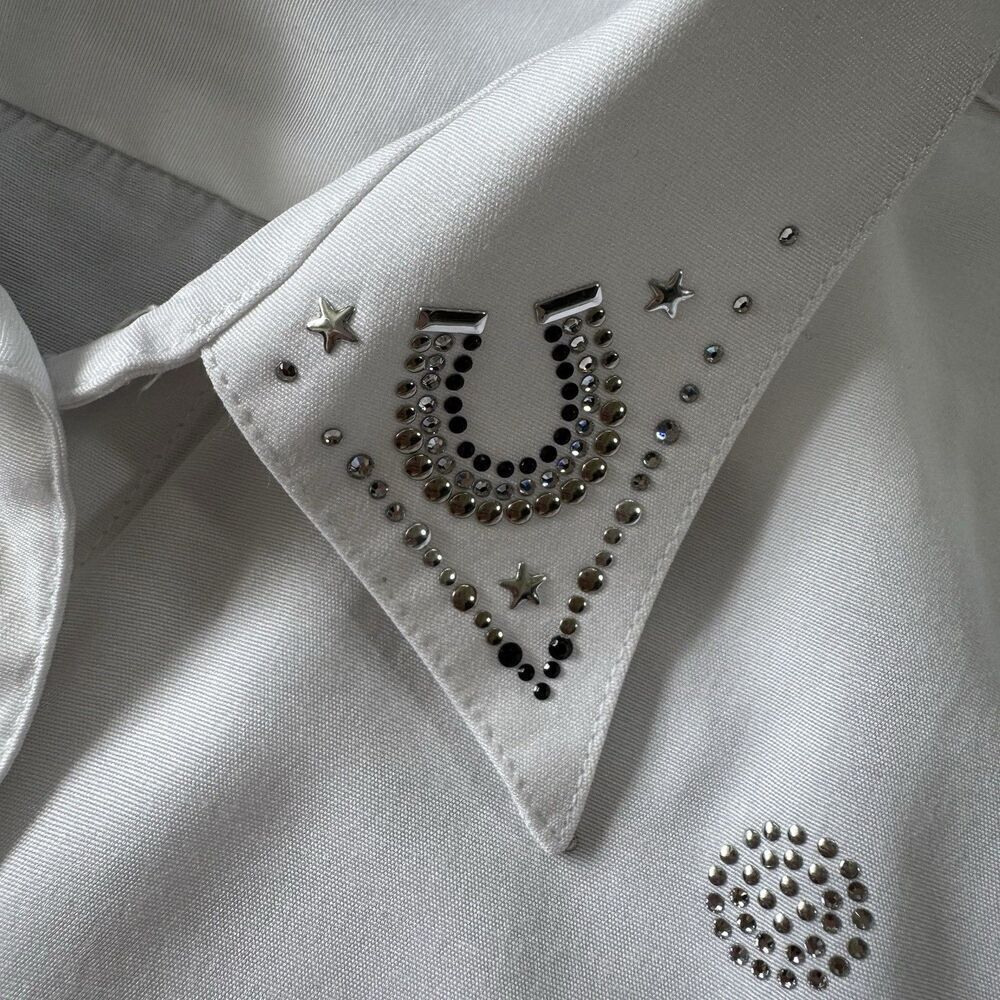 Vintage Christine Alexander Swarovski Crystal Embellished Top Size XL Western - Picture 11 of 13